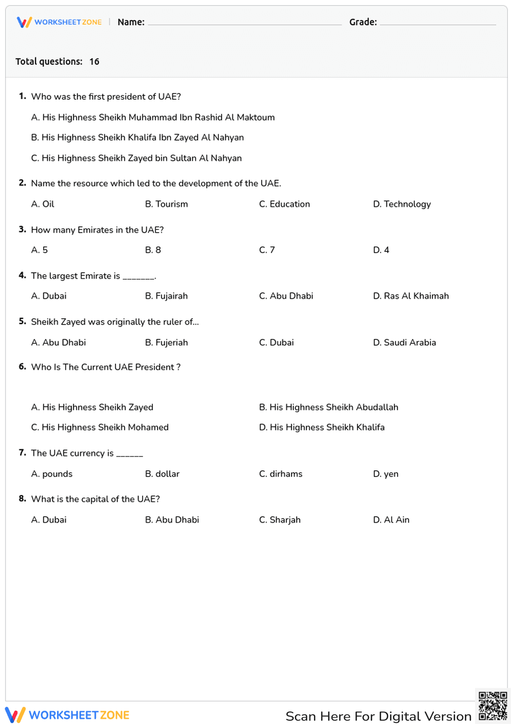 UAE Quiz: Explore the United Arab Emirates - Page 1