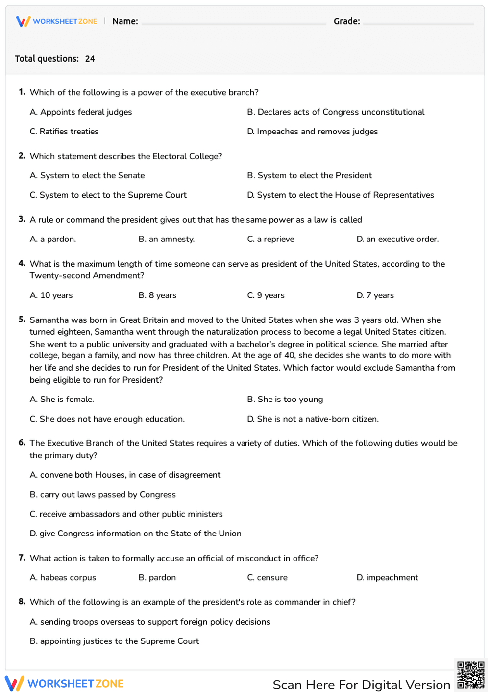 Executive Branch and Presidential Powers - Page 1