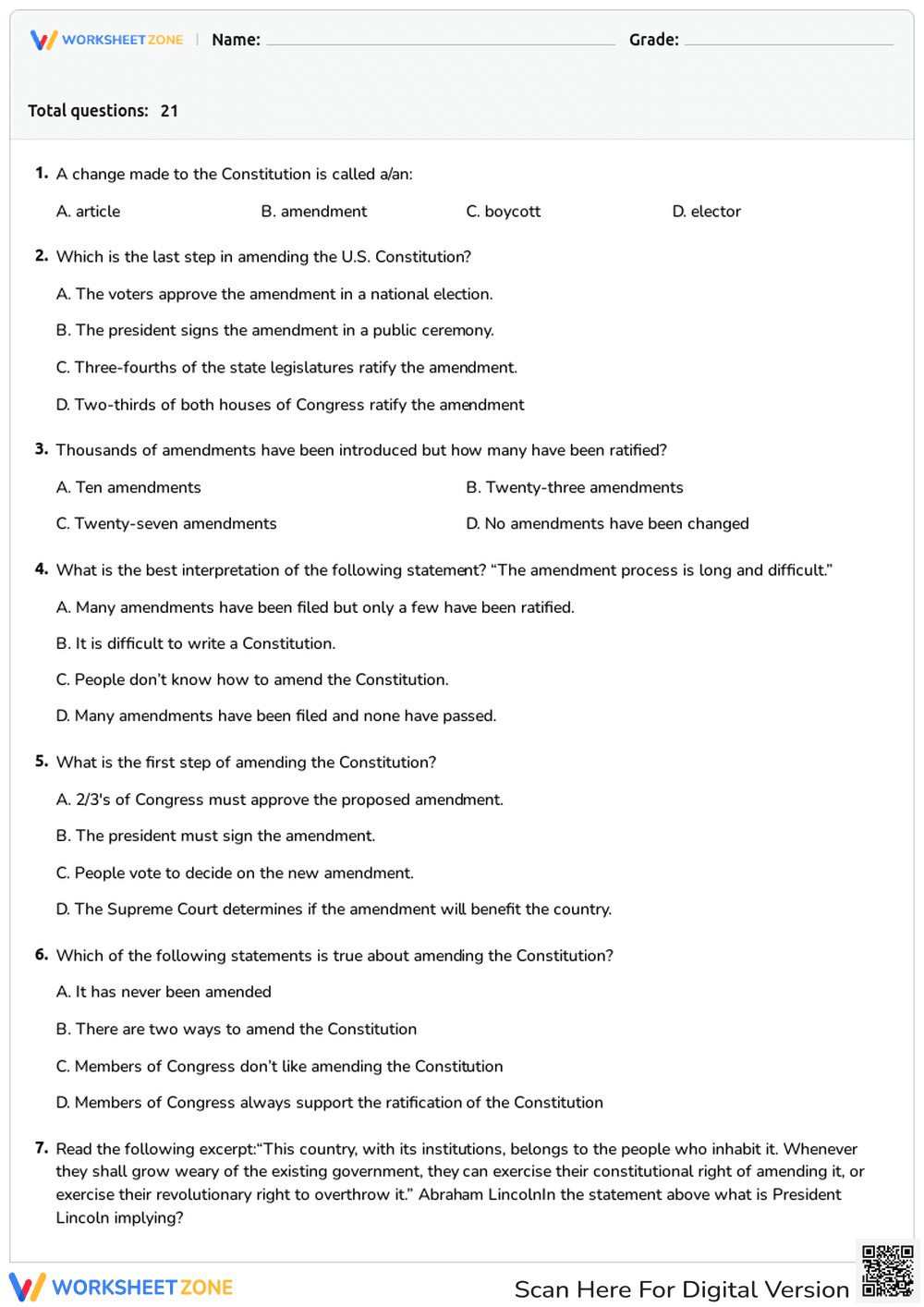U.S. Constitution and Amendment Process - Page 1