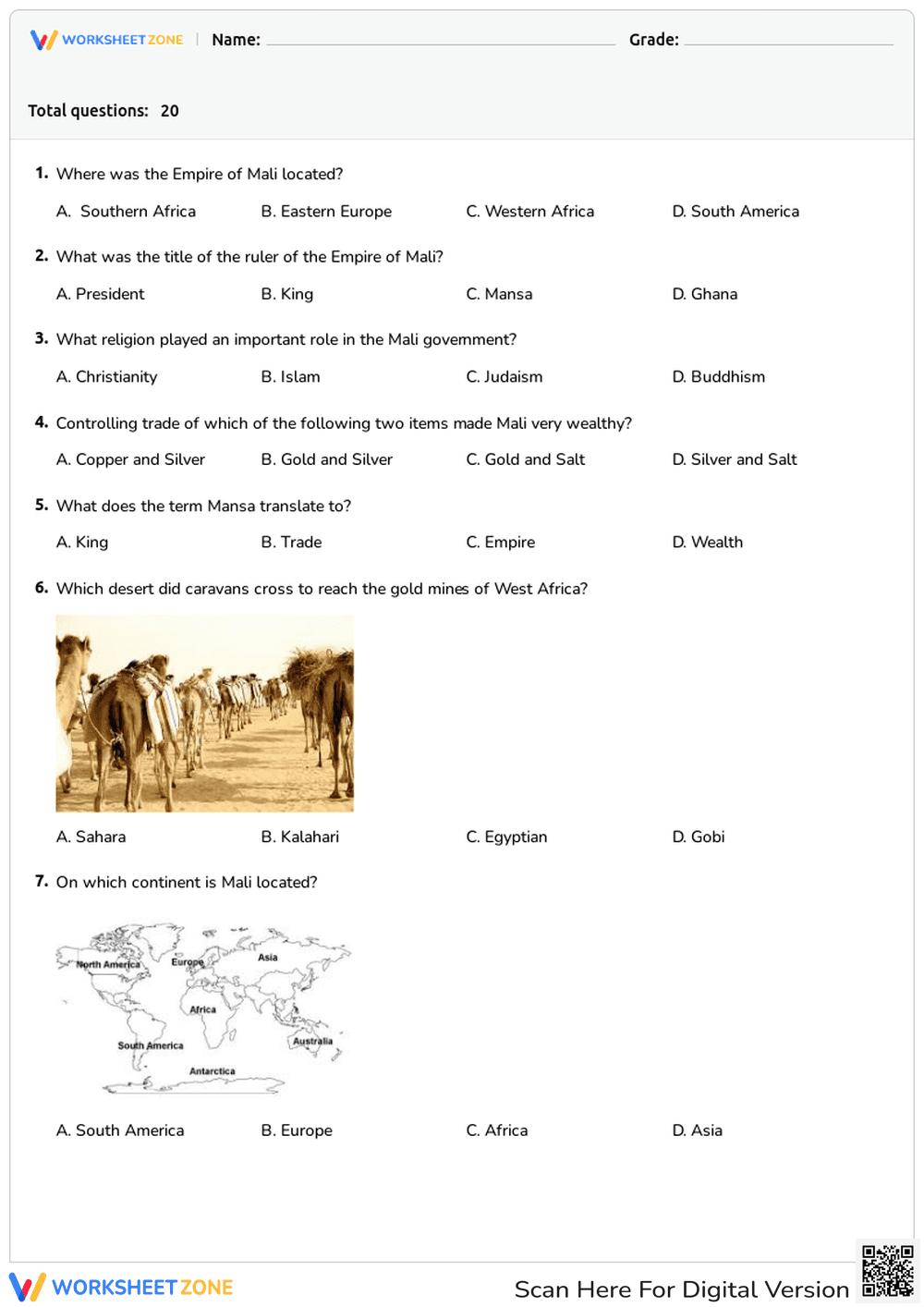 Discover the Empire of Mali: Quiz on Rulers, Trade, and Society - Page 1