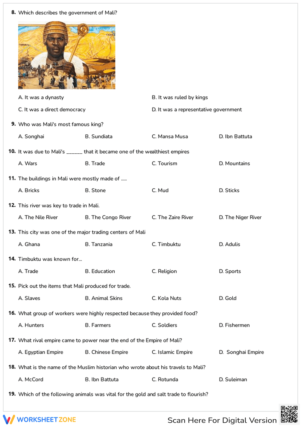 Discover the Empire of Mali: Quiz on Rulers, Trade, and Society - Page 2
