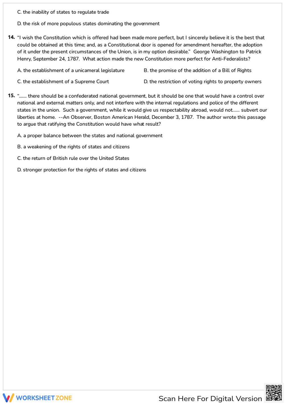 U.S. Constitution Principles Quiz - Page 3