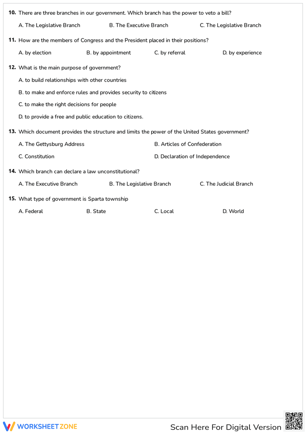 U.S. Government Branches Quiz - Page 2