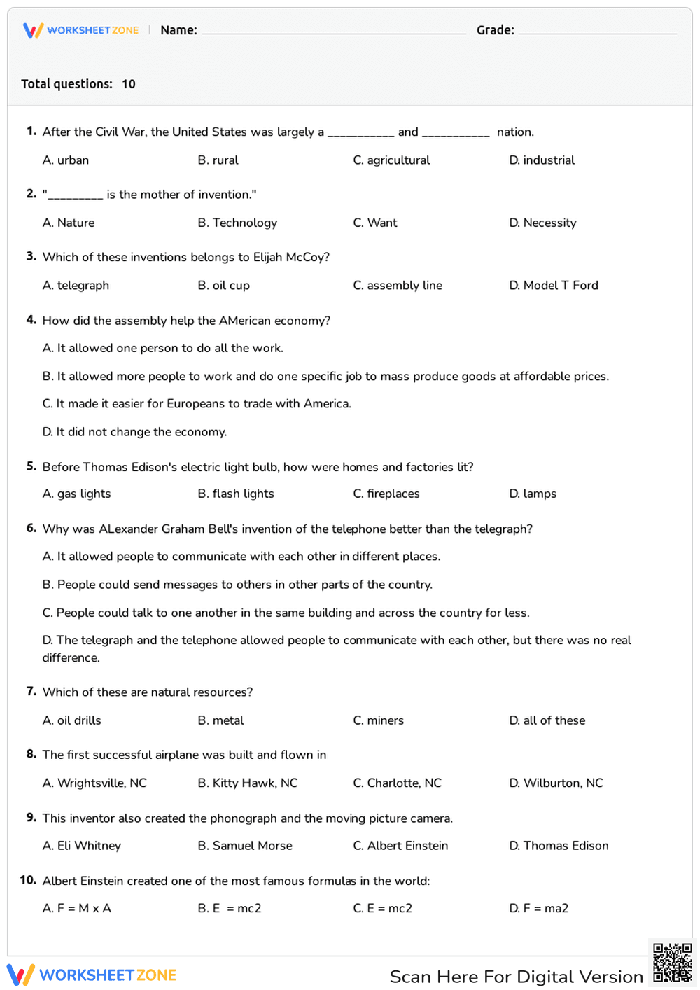 American Revolution Major Events Quiz - Page 1