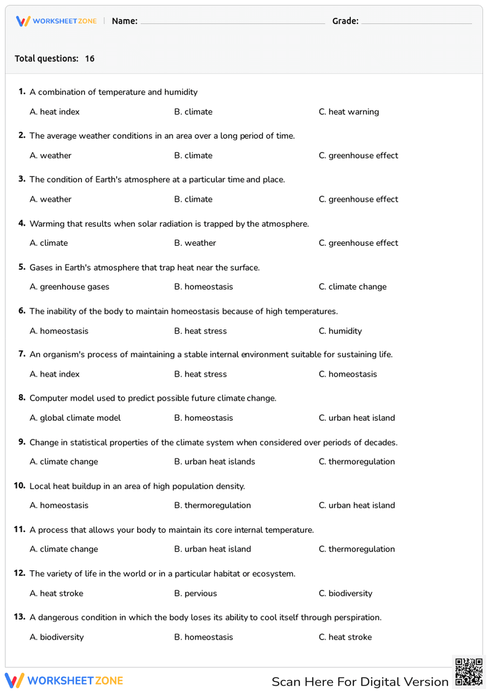 Climate and Weather Quiz - Page 1