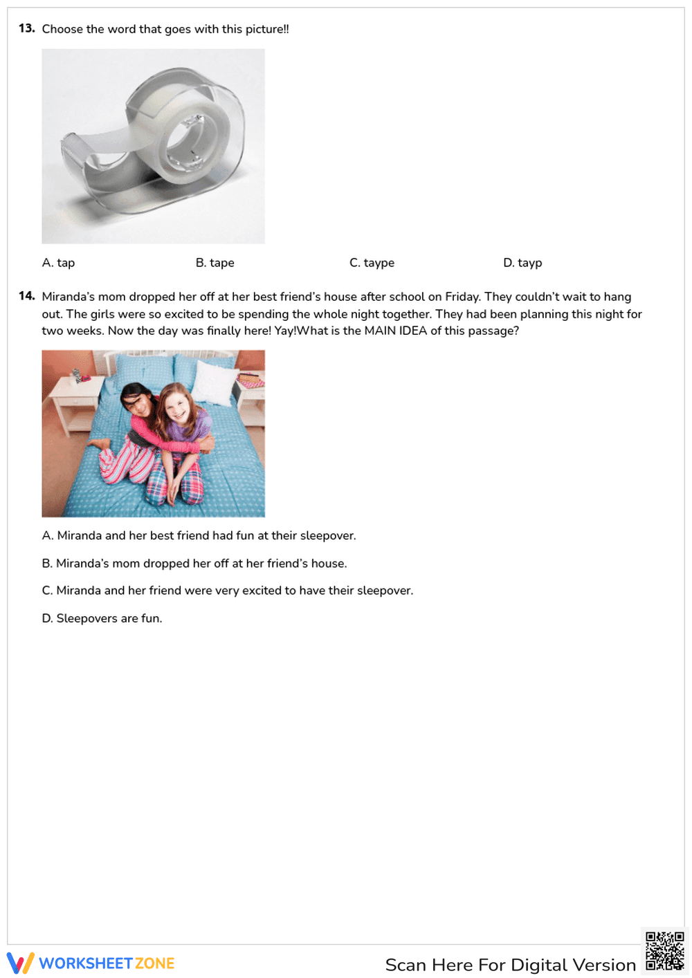 Story Elements Quiz: Identifying Main Ideas & Settings - Page 3
