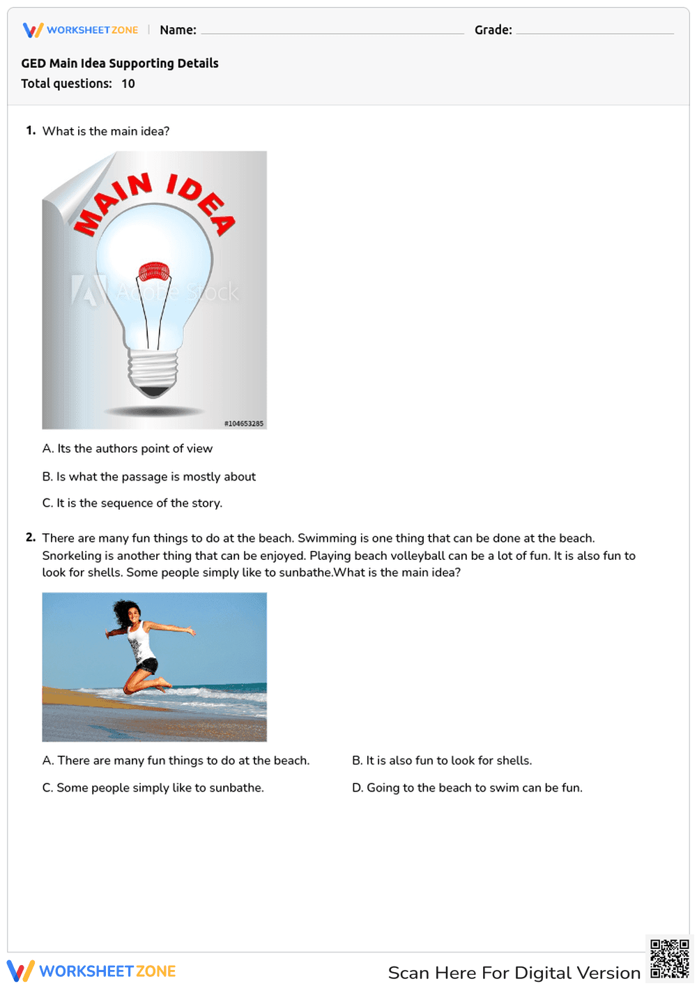 GED Main Idea: Identifying Supporting Details - Page 1