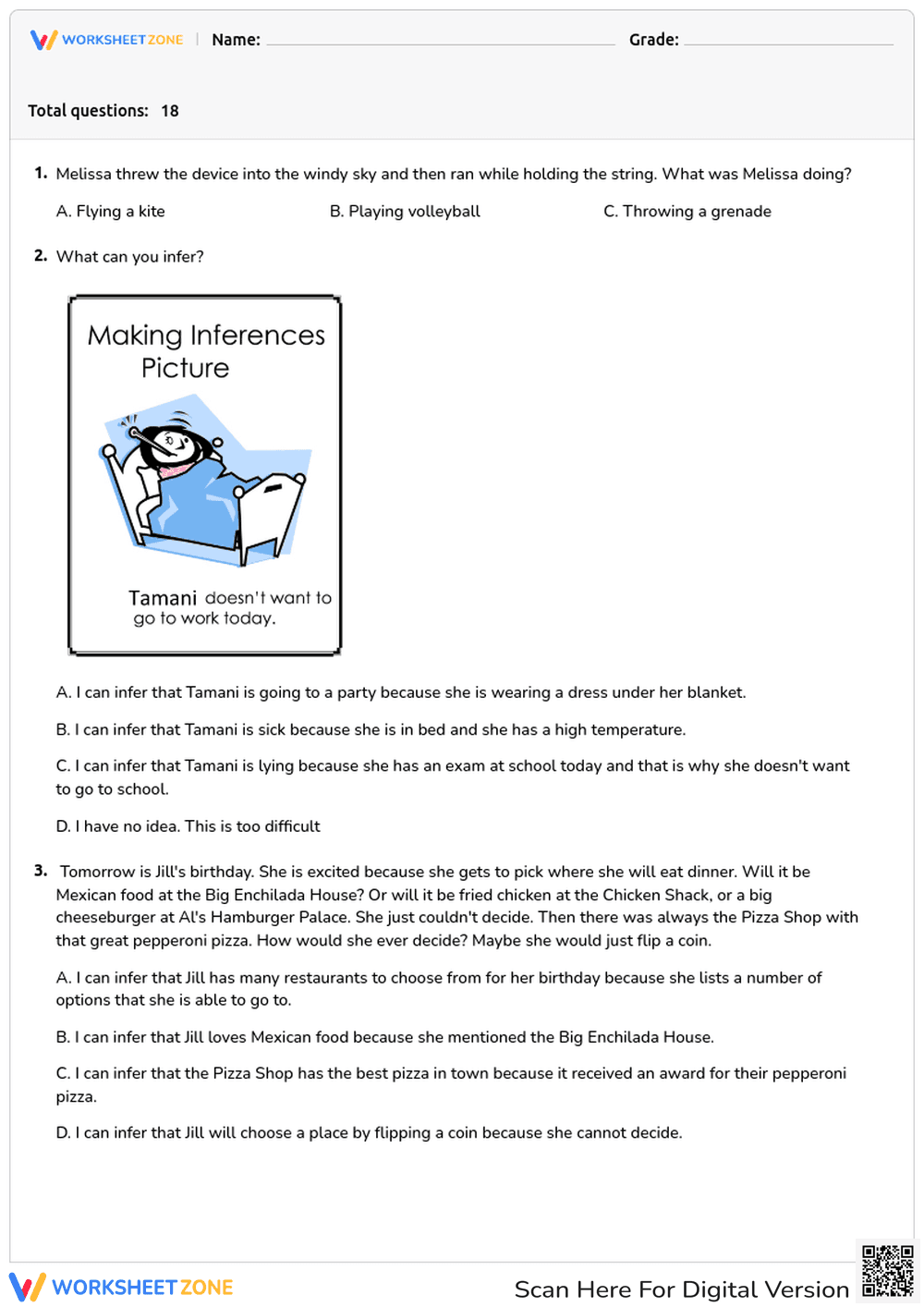 Inference and Irony Quiz: Understanding Context Clues - Page 1