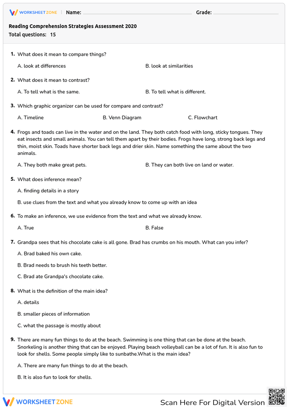 Reading Comprehension: Reviewing Techniques - Page 1