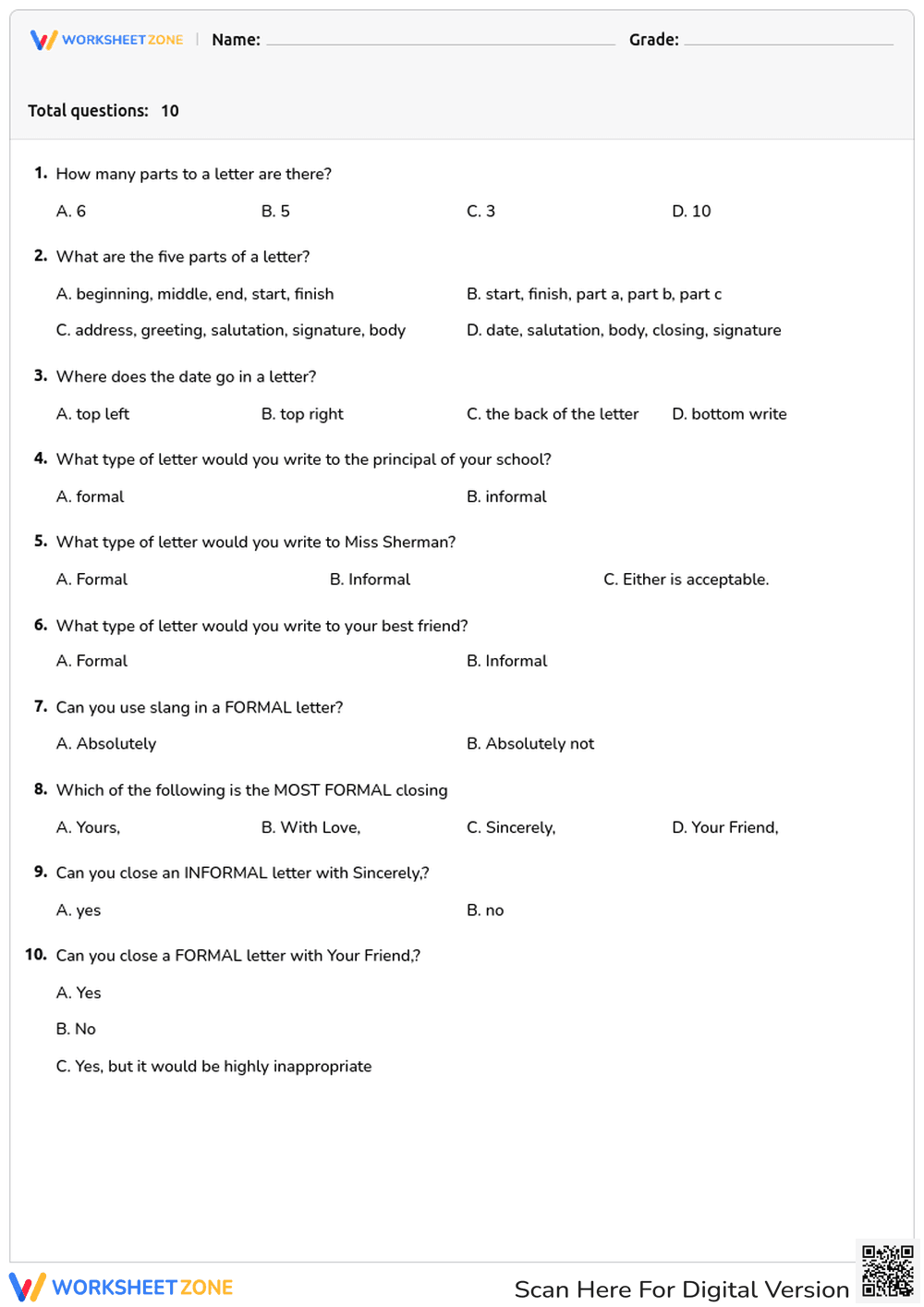 Letter Writing - Page 1