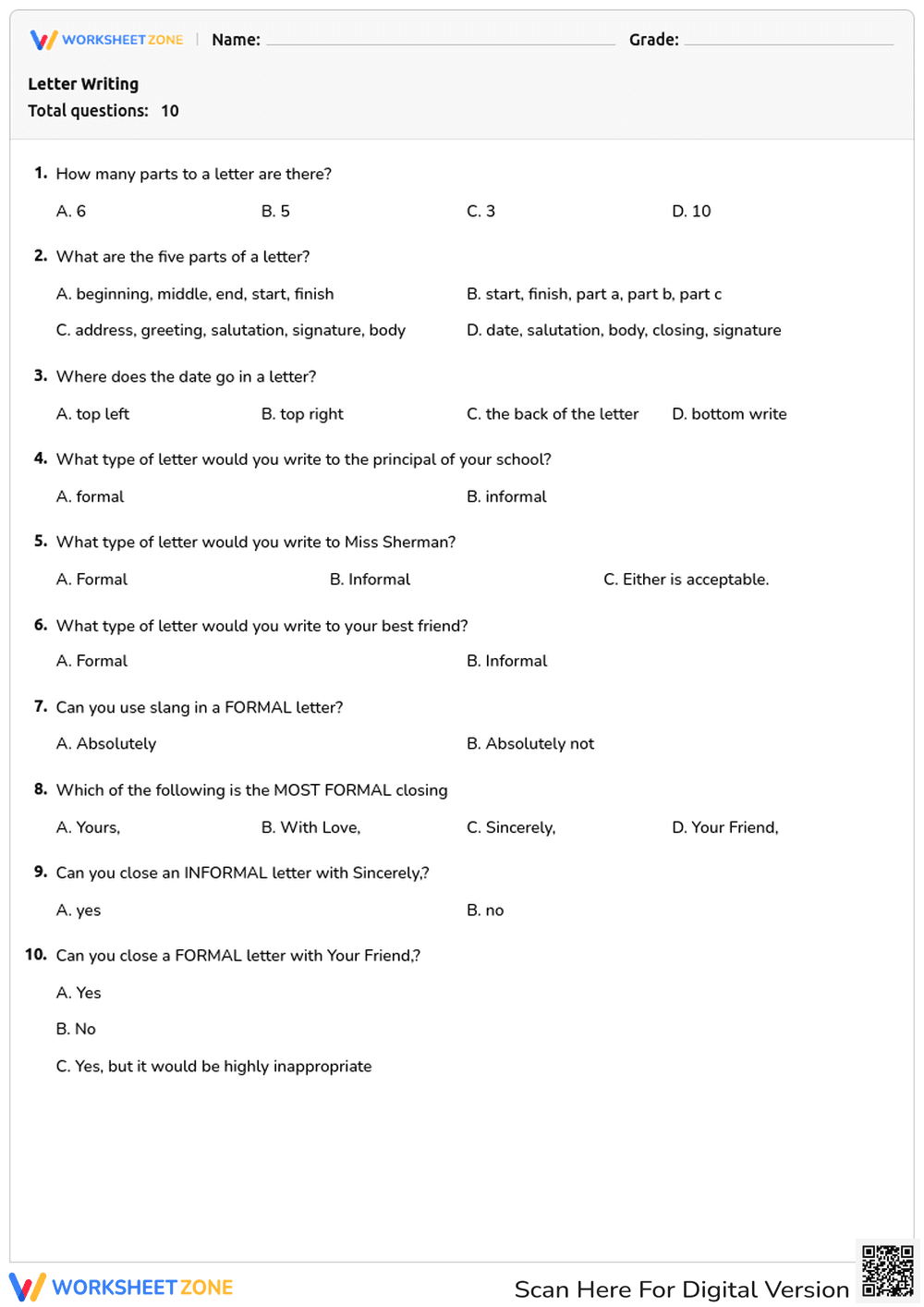 Letter Writing - Page 1