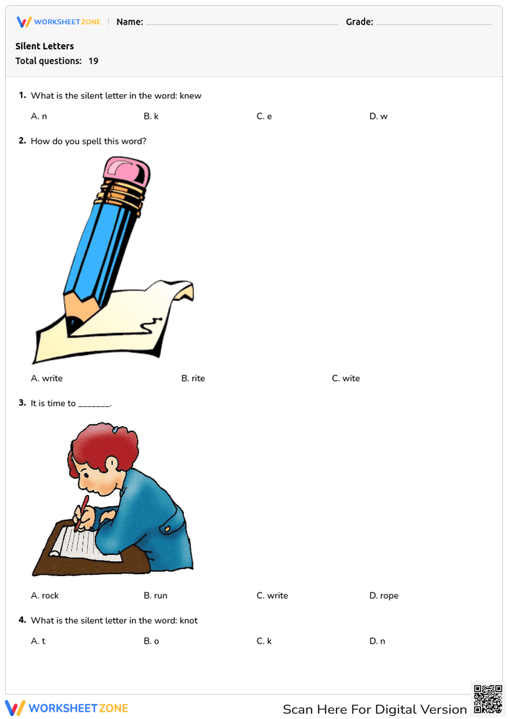 Silent Letters Activity - Page 1