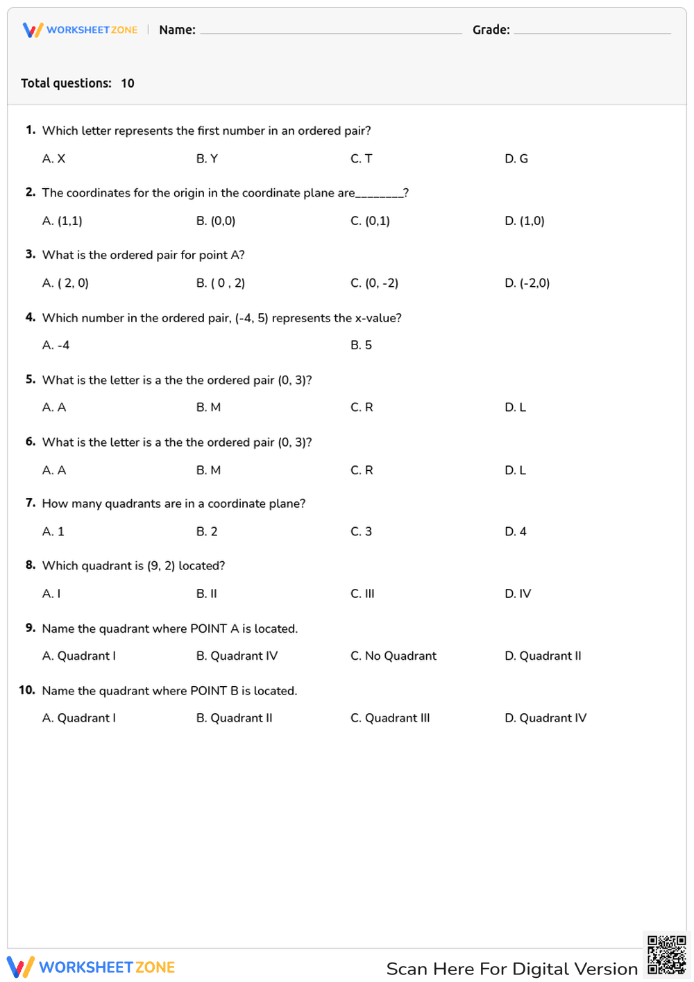 Coordinate Graphing - Page 1