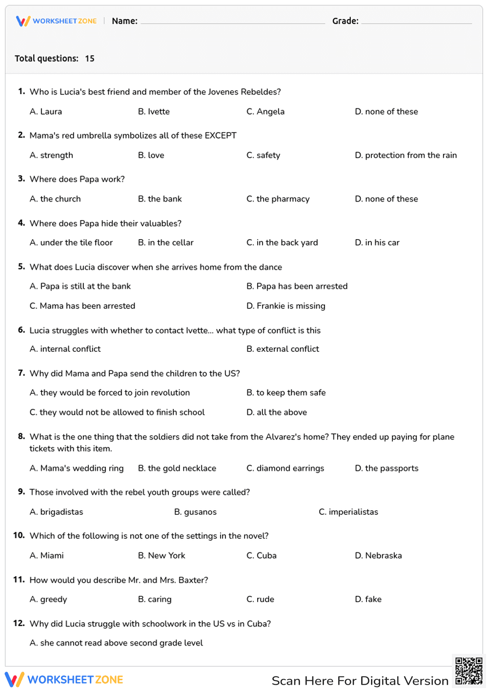 The Red Umbrella Novel Study - Page 1