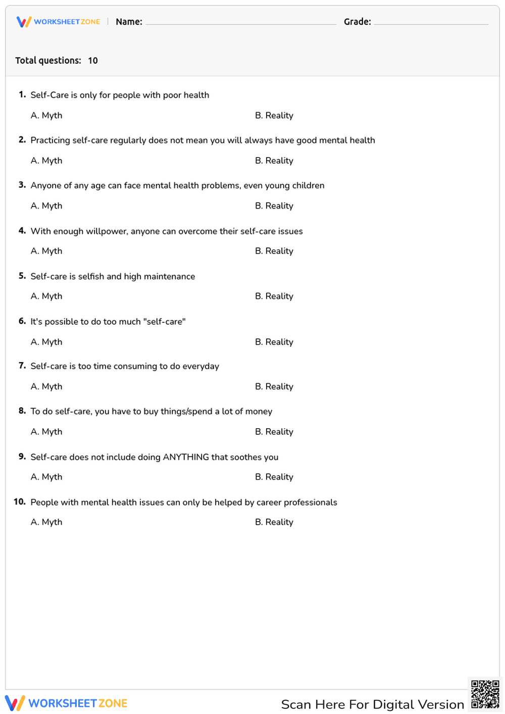 Self-Care Awareness: Myths and Facts - Page 1