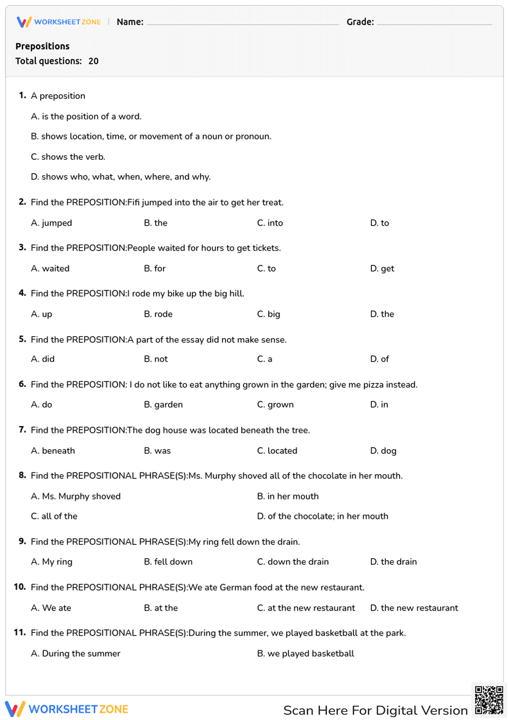 Prepositions - Page 1