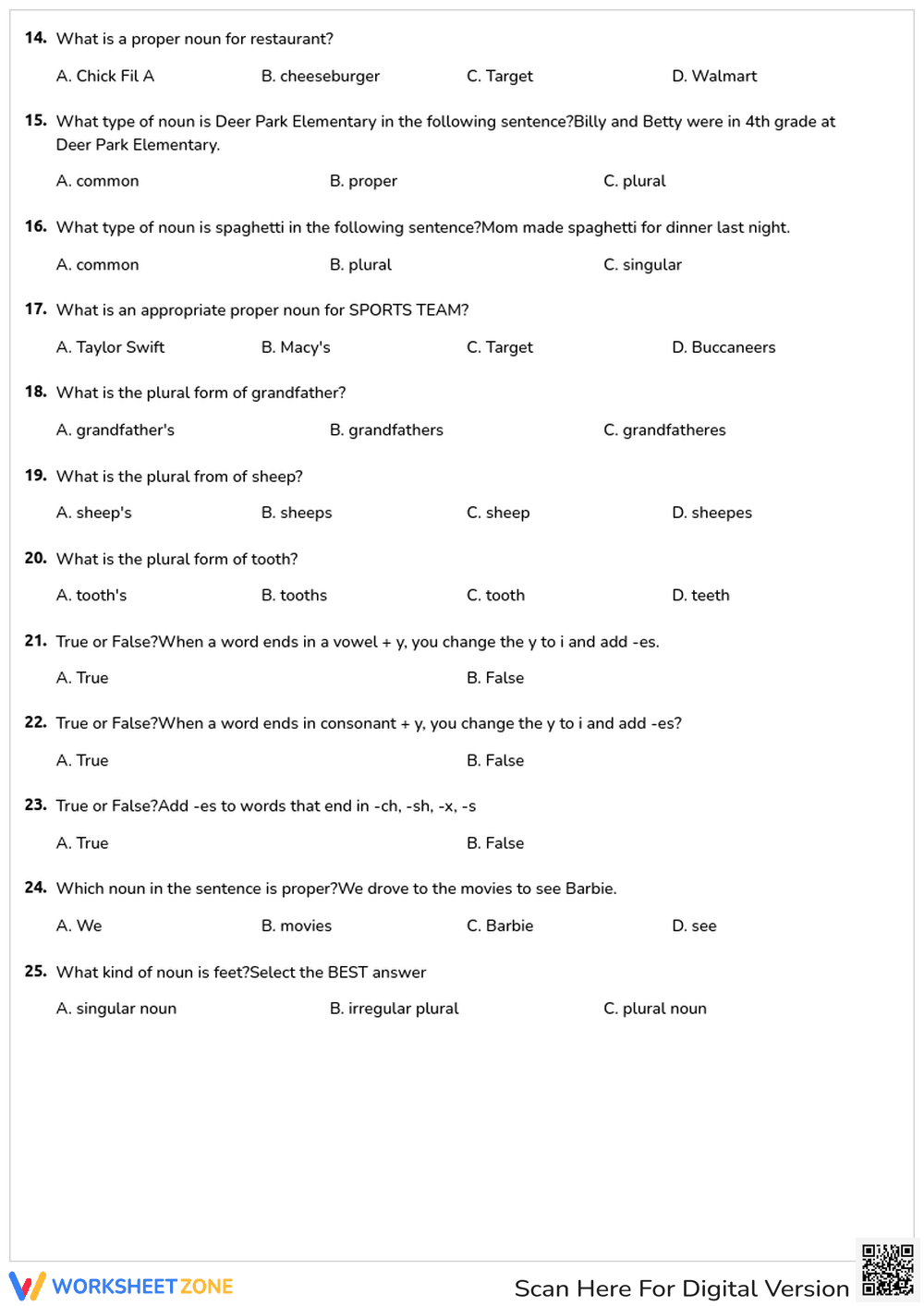 Forming Plural Nouns and Types of Nouns - Page 2