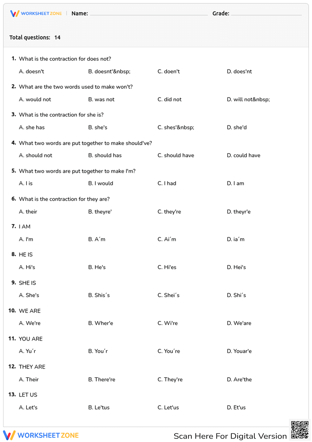 Forming Contractions - Page 1