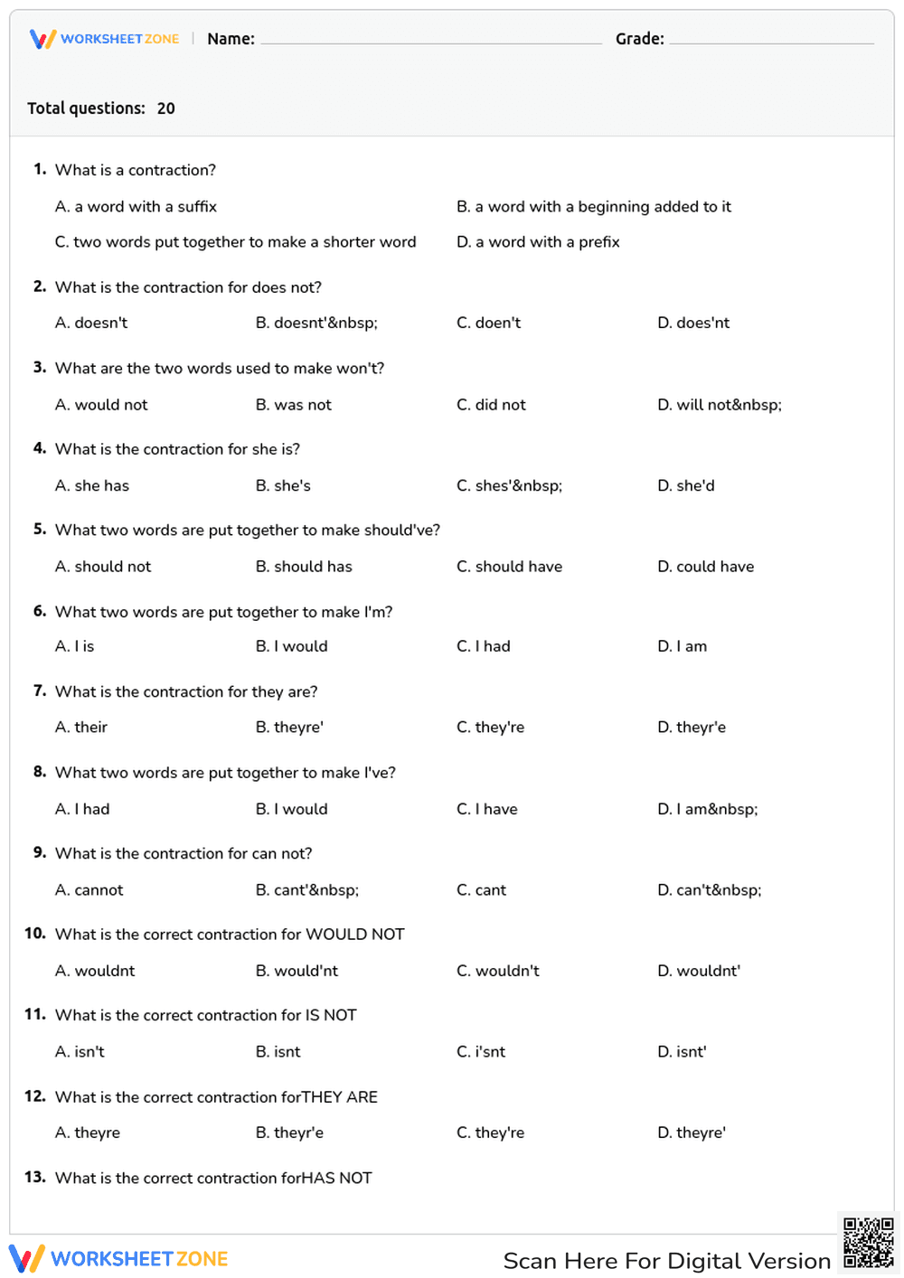Contractions - Page 1
