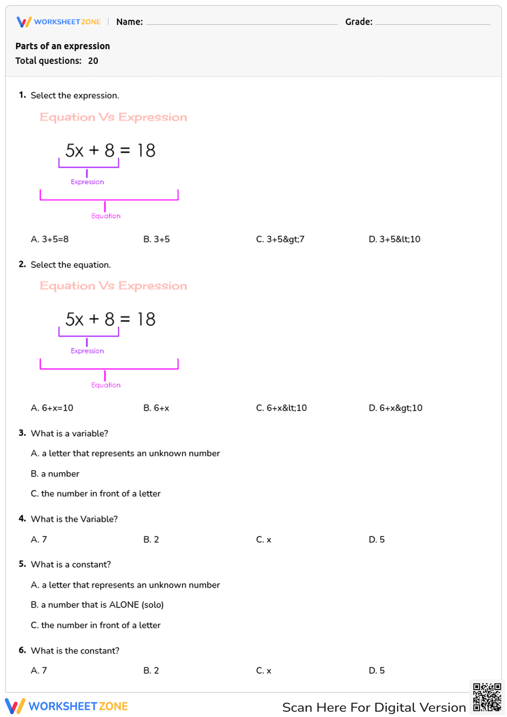 Parts of an expression - Page 1