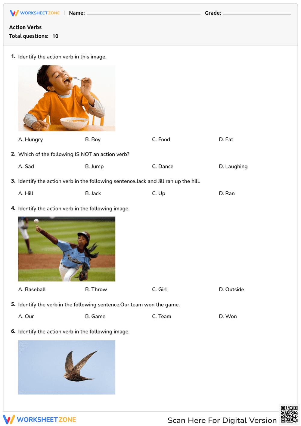 Action Verbs - Page 1