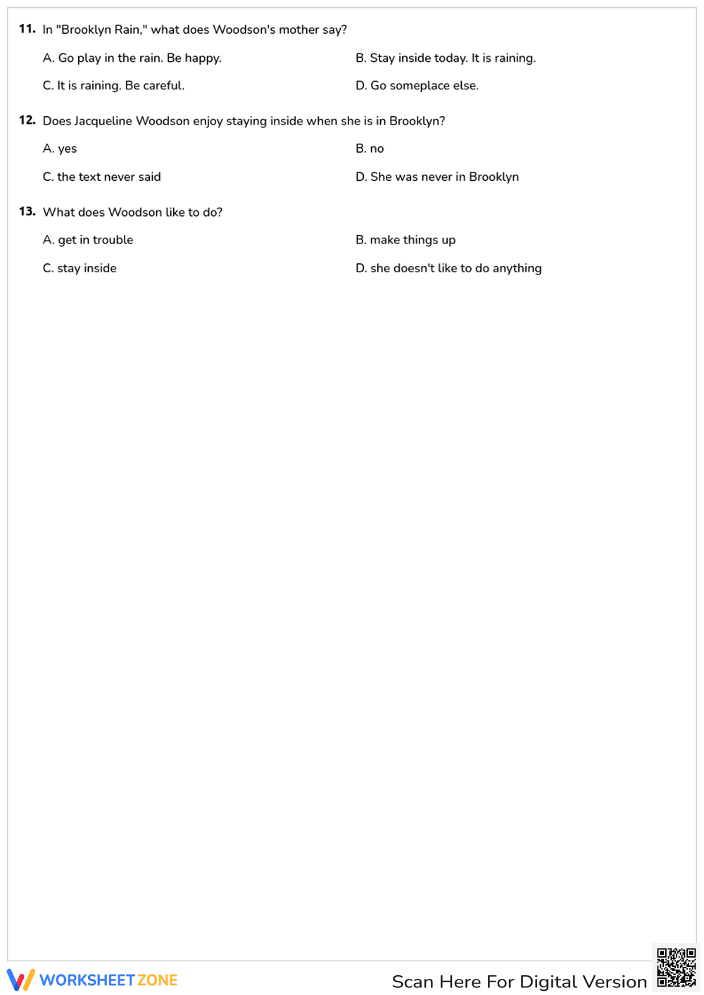 Understanding Memoirs: Reading Comprehension Quiz - Page 2