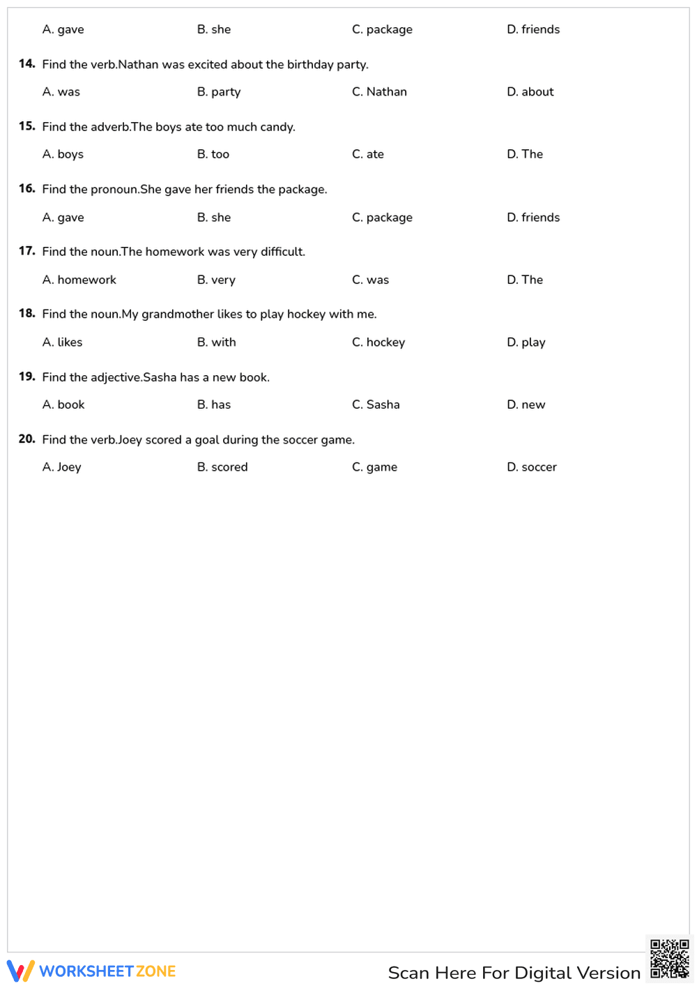 Parts of Speech Review Quiz: Nouns, Verbs, Adjectives & More - Page 2
