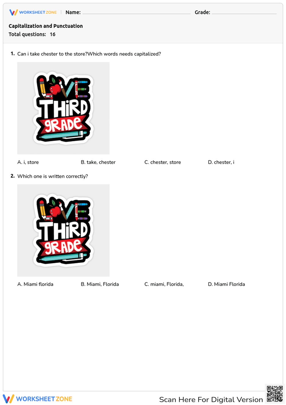 Capitalization and Punctuation Practice - Page 1