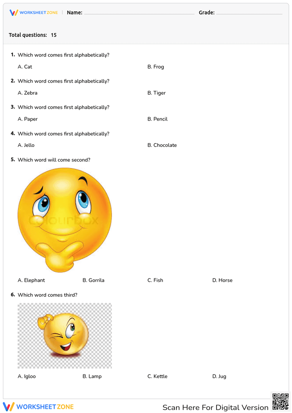 Alphabetical Order - Page 1