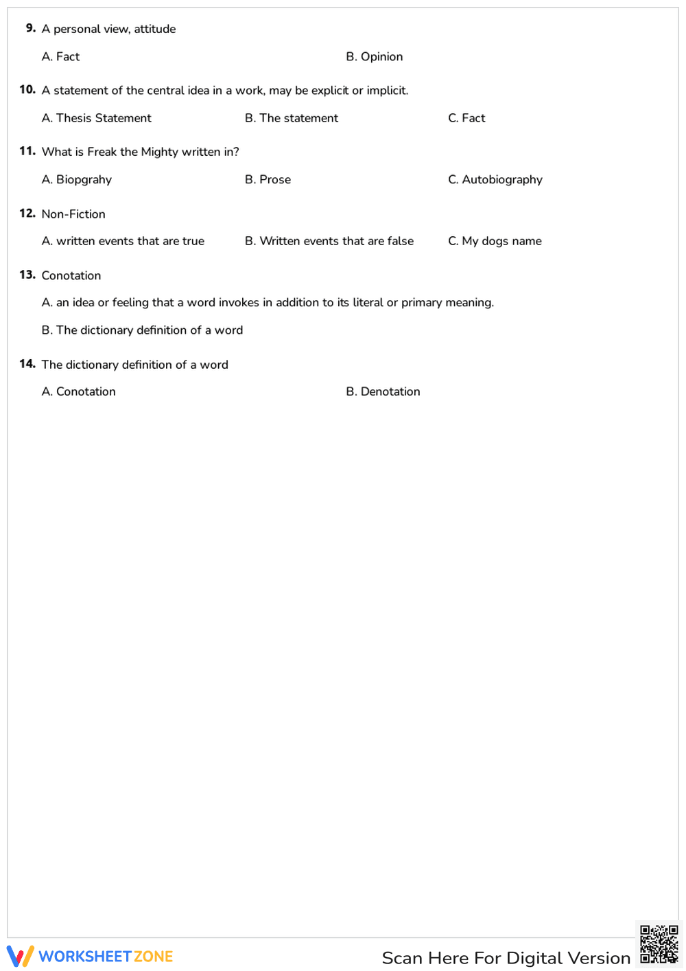 Non-Fiction Writing Terms Quiz: Facts and Opinions - Page 2