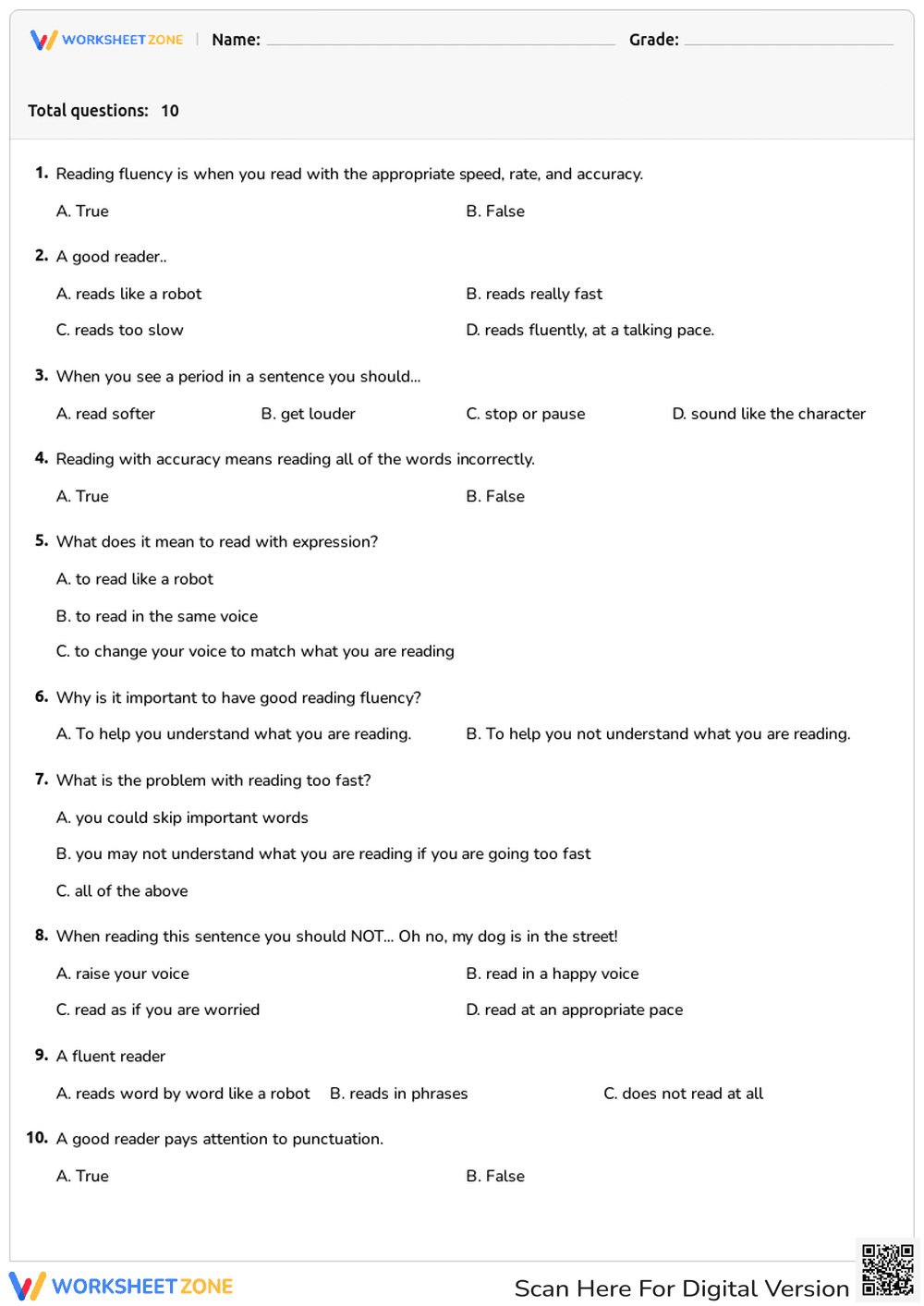 Reading Fluency - Page 1