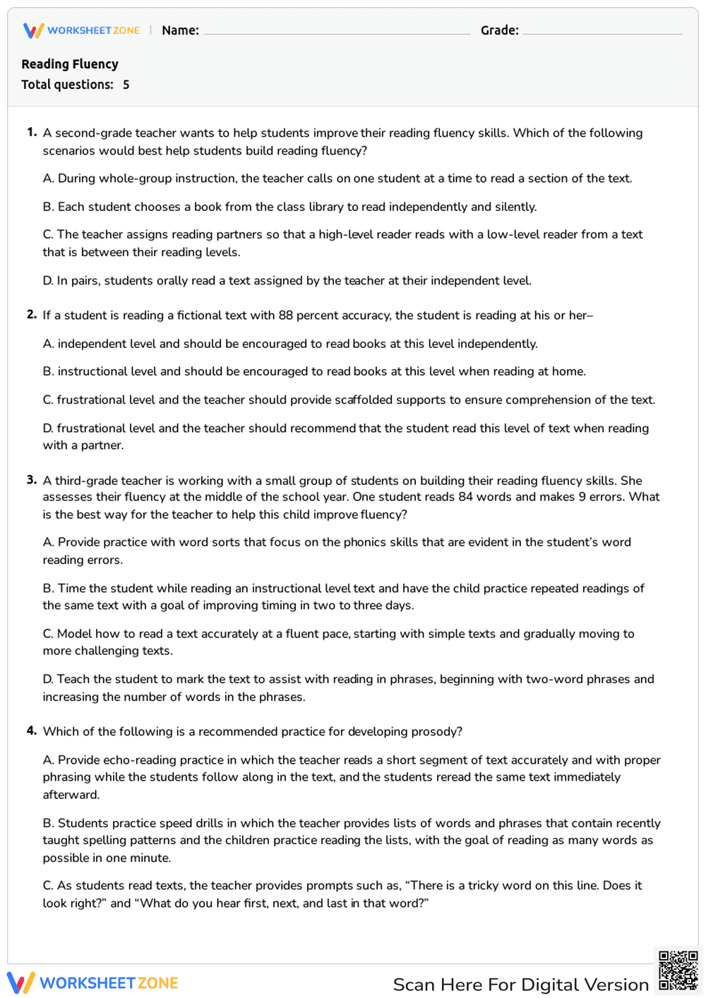 Reading Fluency - Page 1