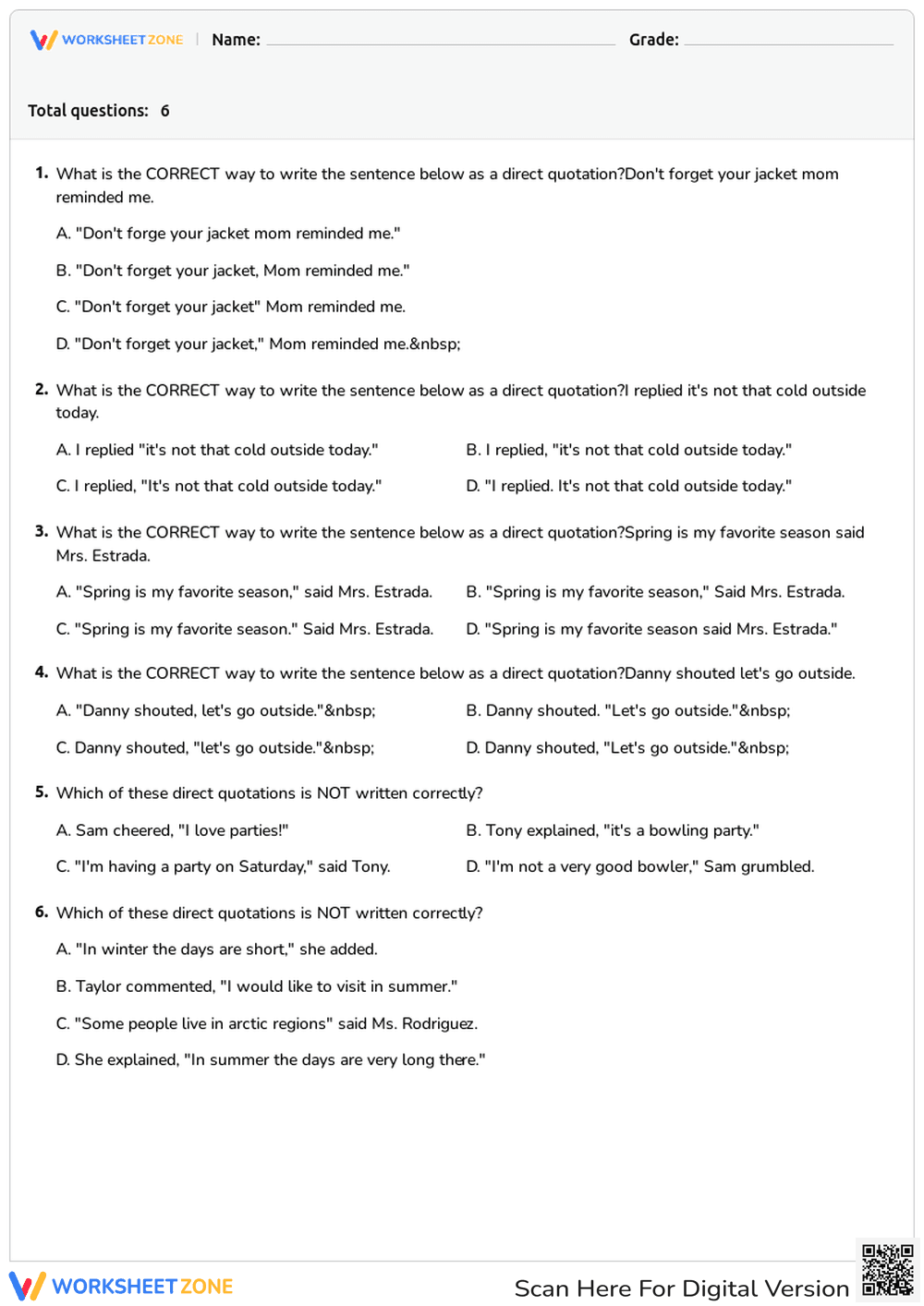 Direct Quotations - Page 1