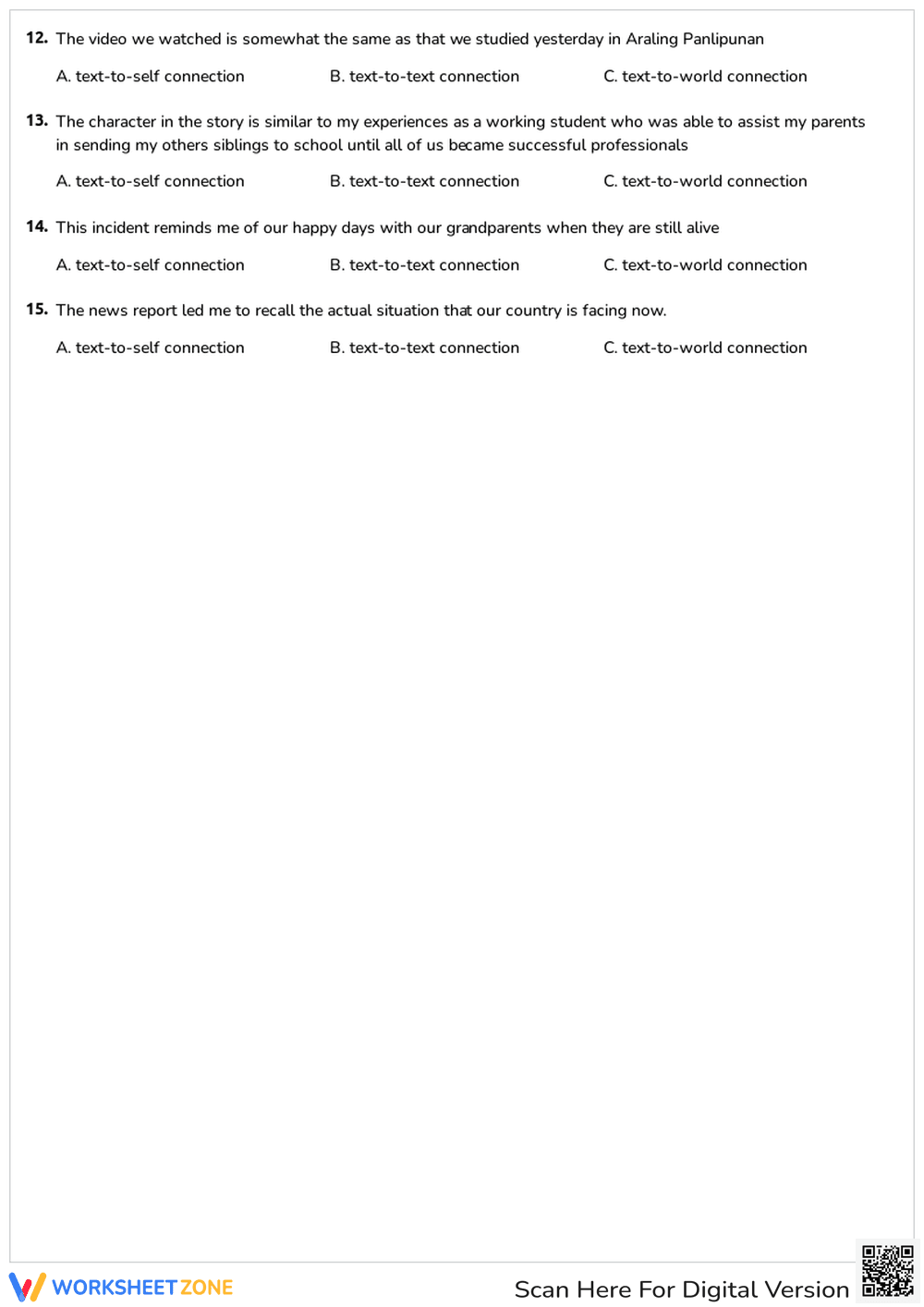 Making Connections: Reading Comprehension Strategy Quiz - Page 2