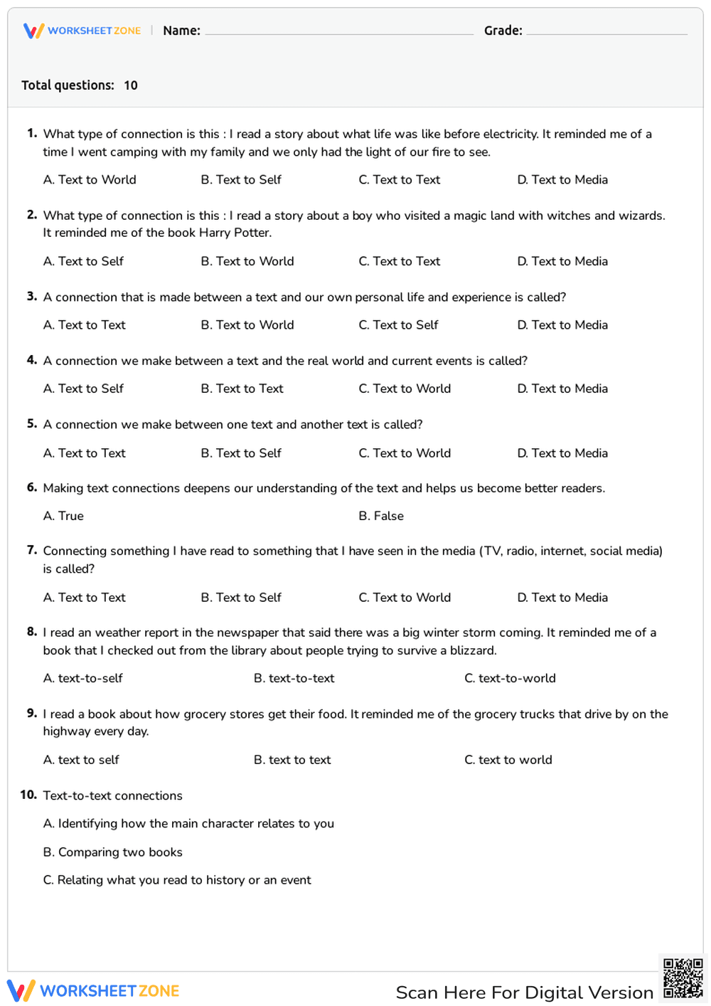 Making Text Connections - Page 1