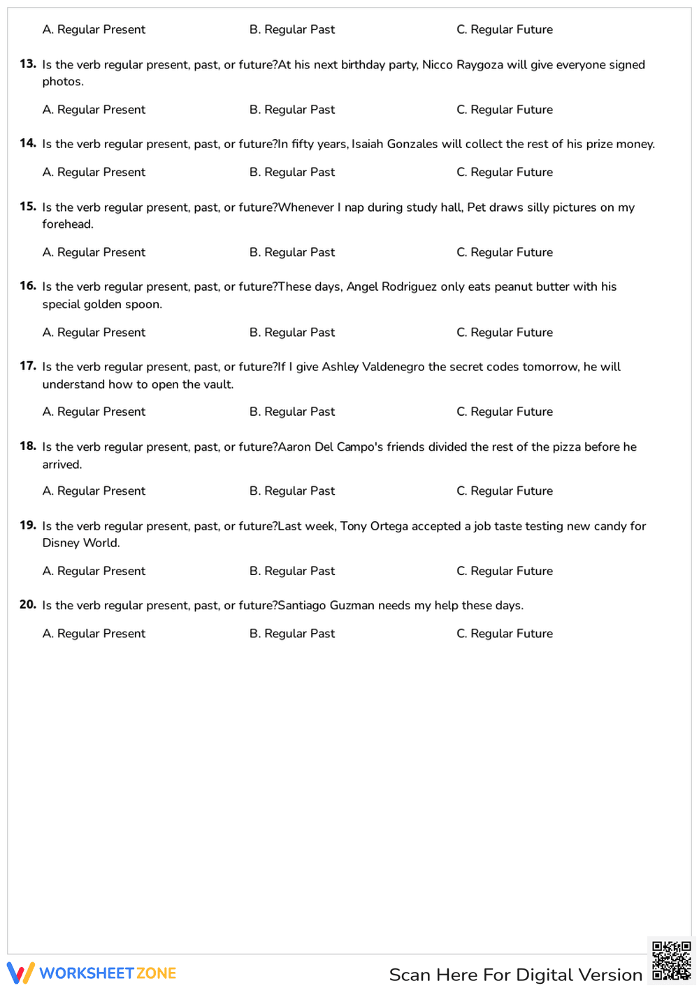 Forming Present, Past, Future Tense Verbs - Page 2