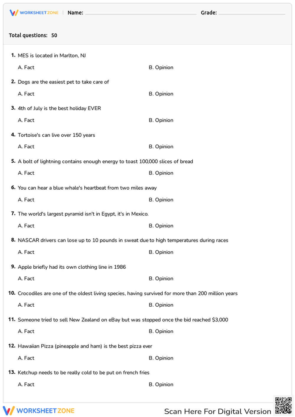 Fact vs Opinion - Page 1