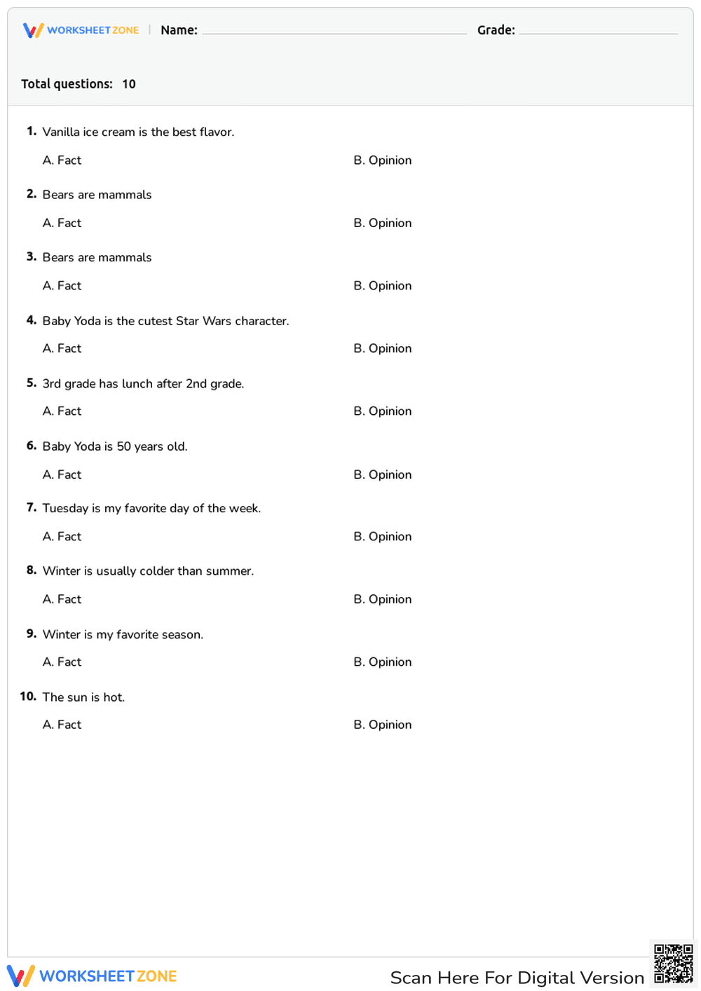 Fact vs. Opinion - Page 1