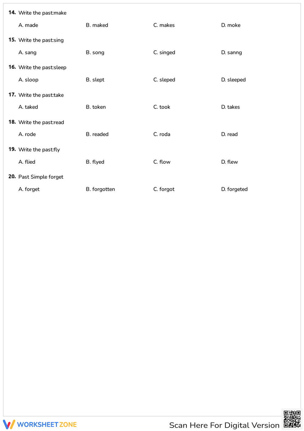Practice Irregular Verbs with Fun Quiz - Page 3