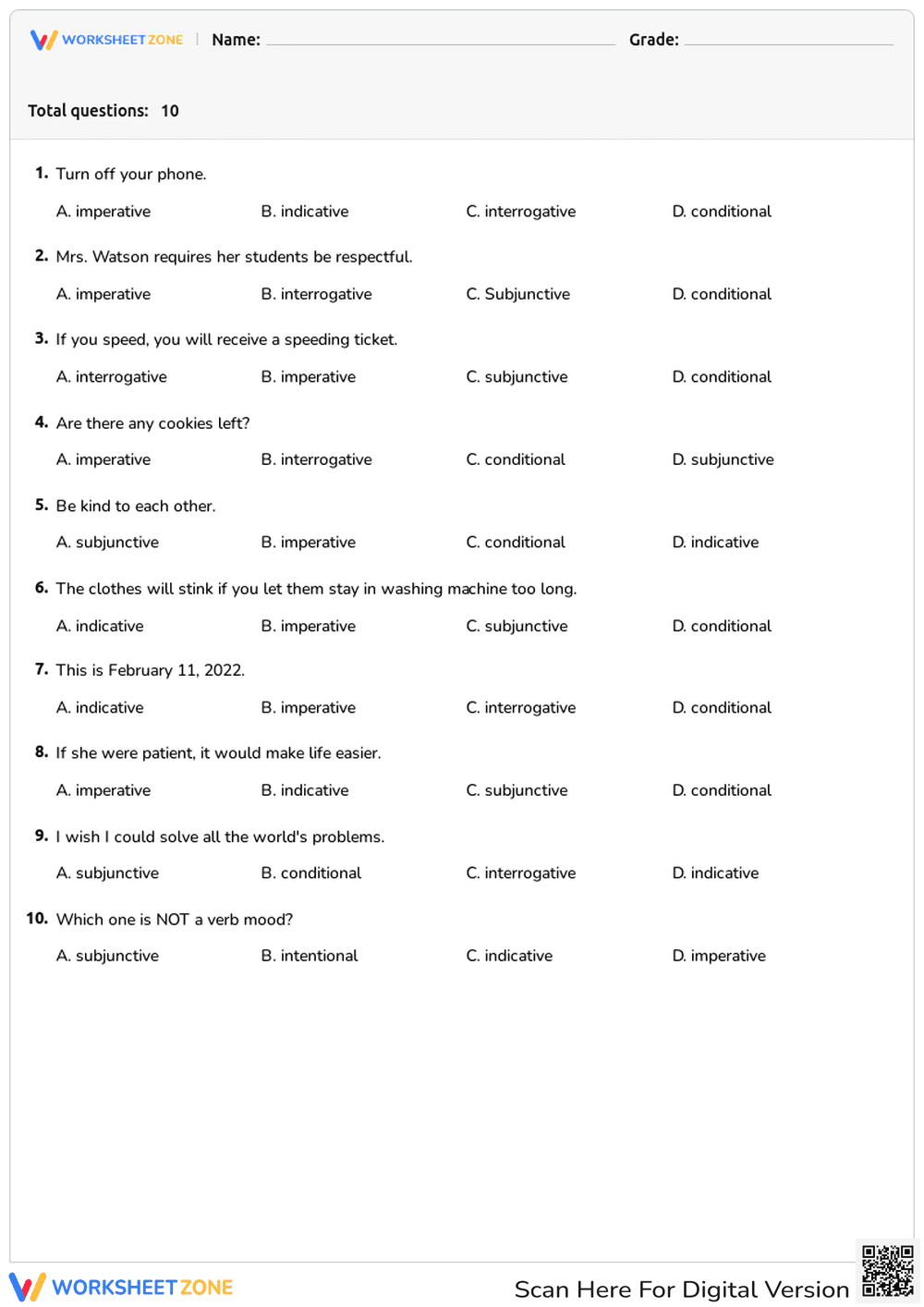 Exploring Verb Moods: Indicative, Imperative, Subjunctive - Page 1