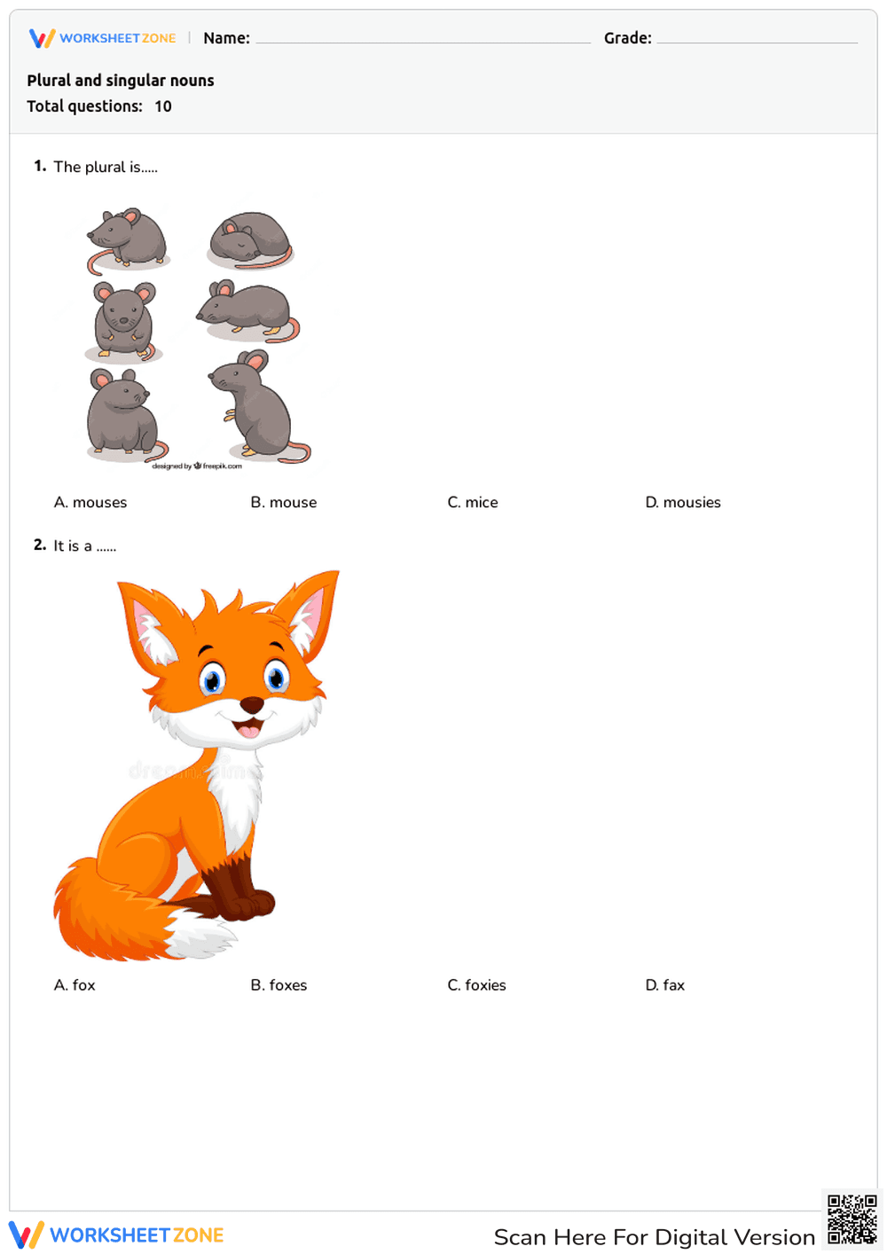 Plural and singular nouns - Page 1
