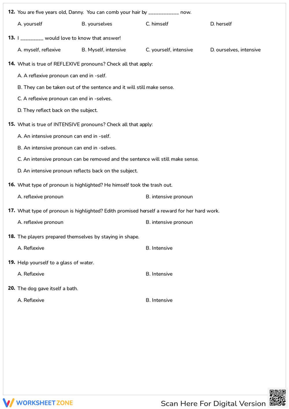 Identifying Reflexive and Intensive Pronouns - Page 2