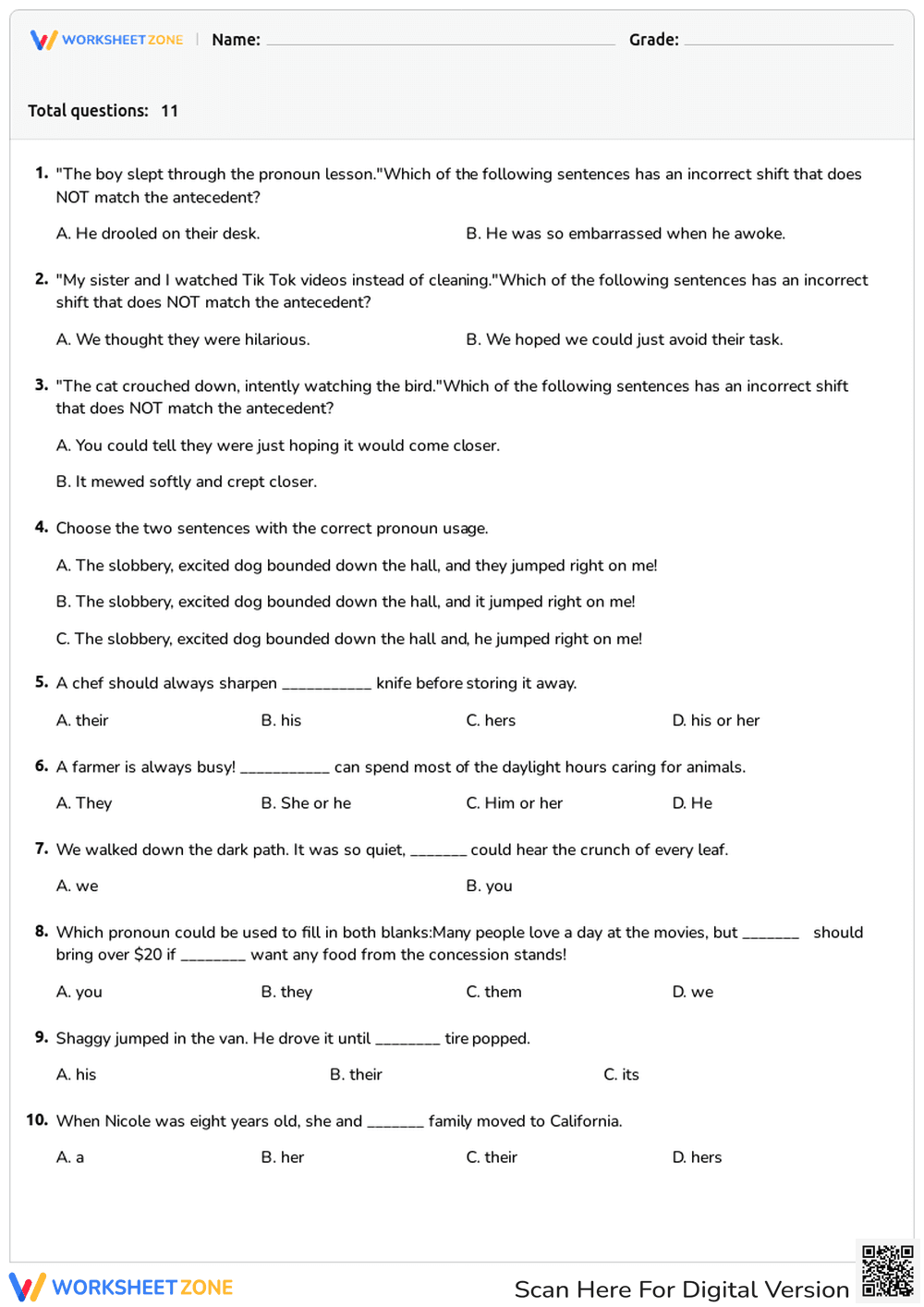 Pronoun Shifts - Page 1