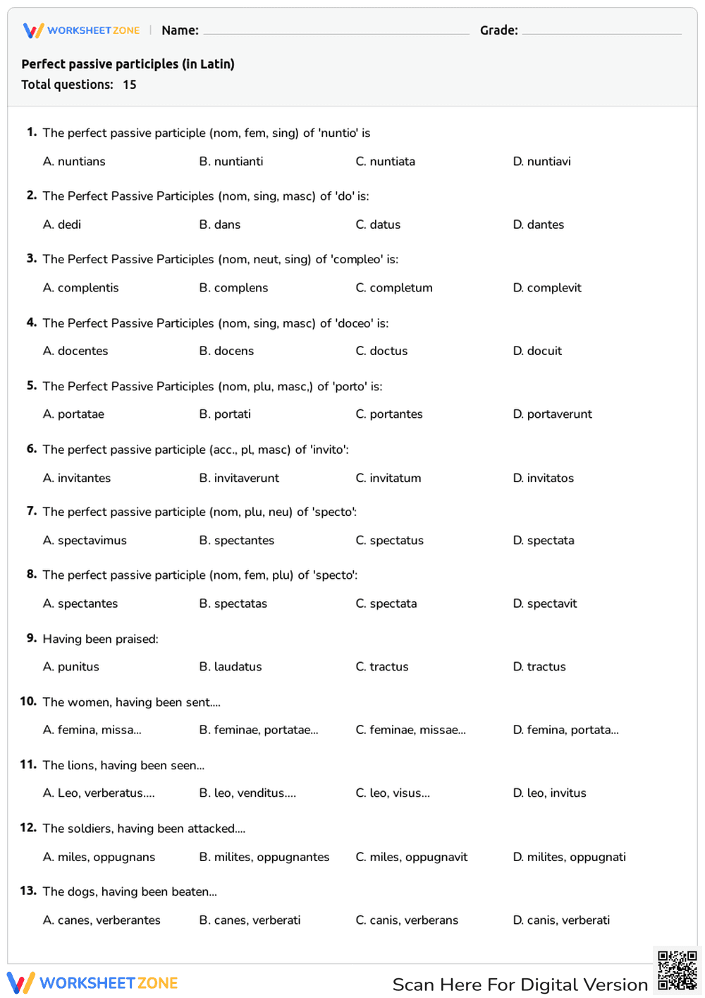 Understanding Perfect Passive Participles in Latin - Page 1