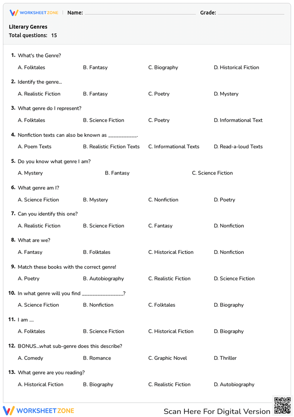 Literary Genres - Page 1