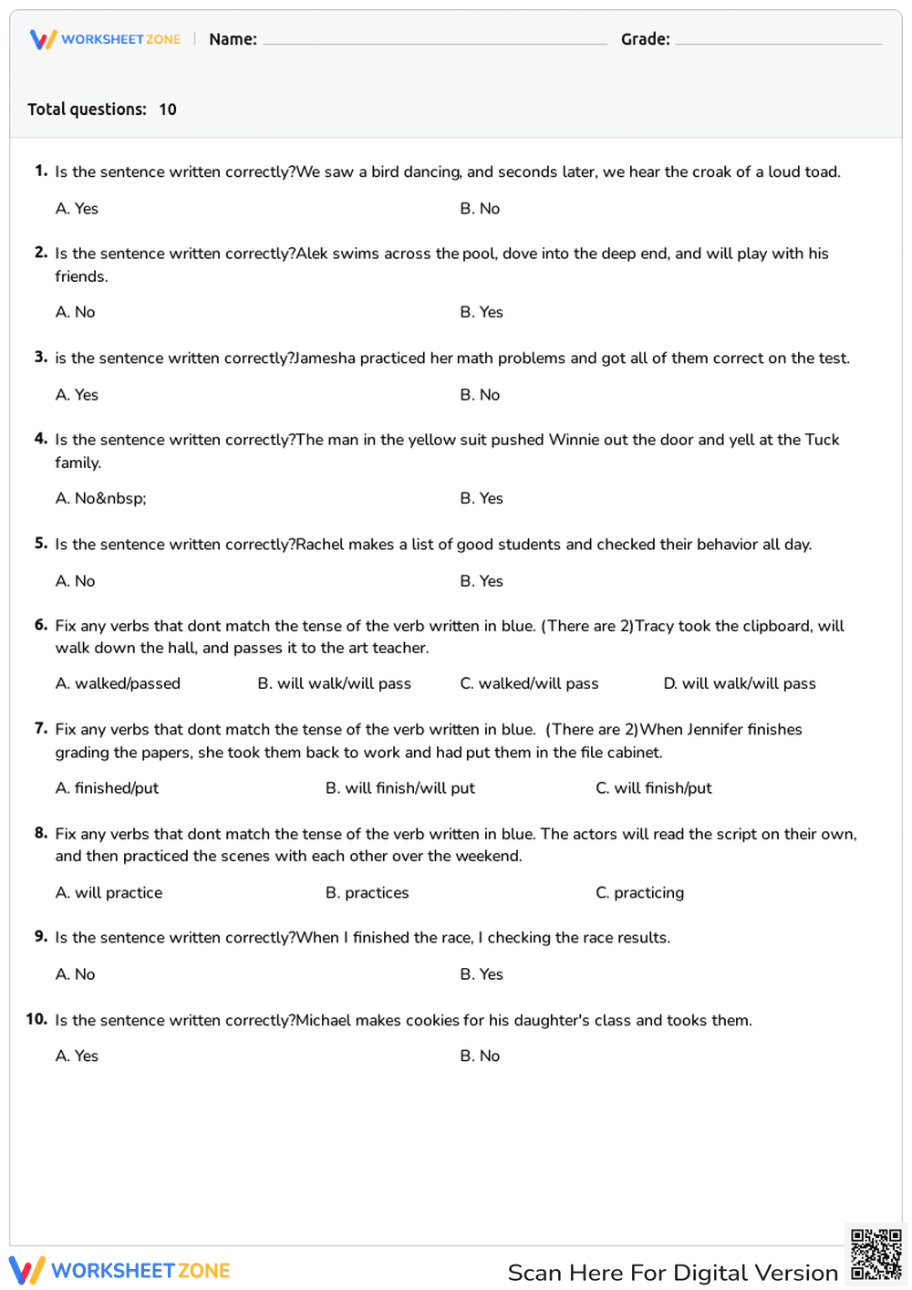 Shifts in Verb Tense - Page 1