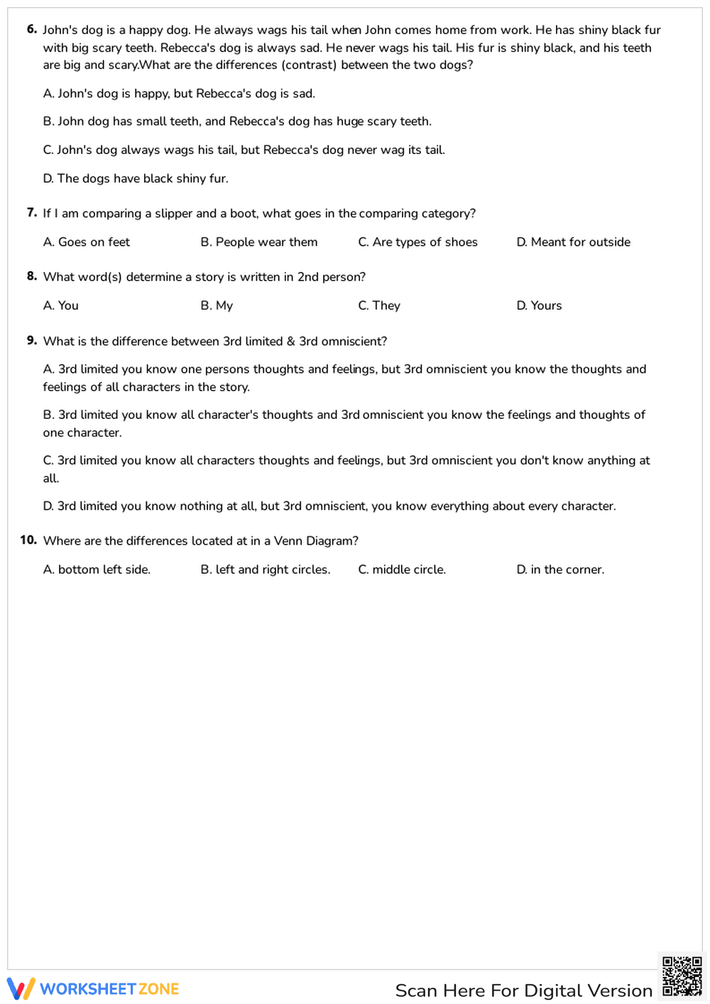 Compare and Contrast Quiz: Analyzing Similarities & Differences - Page 2