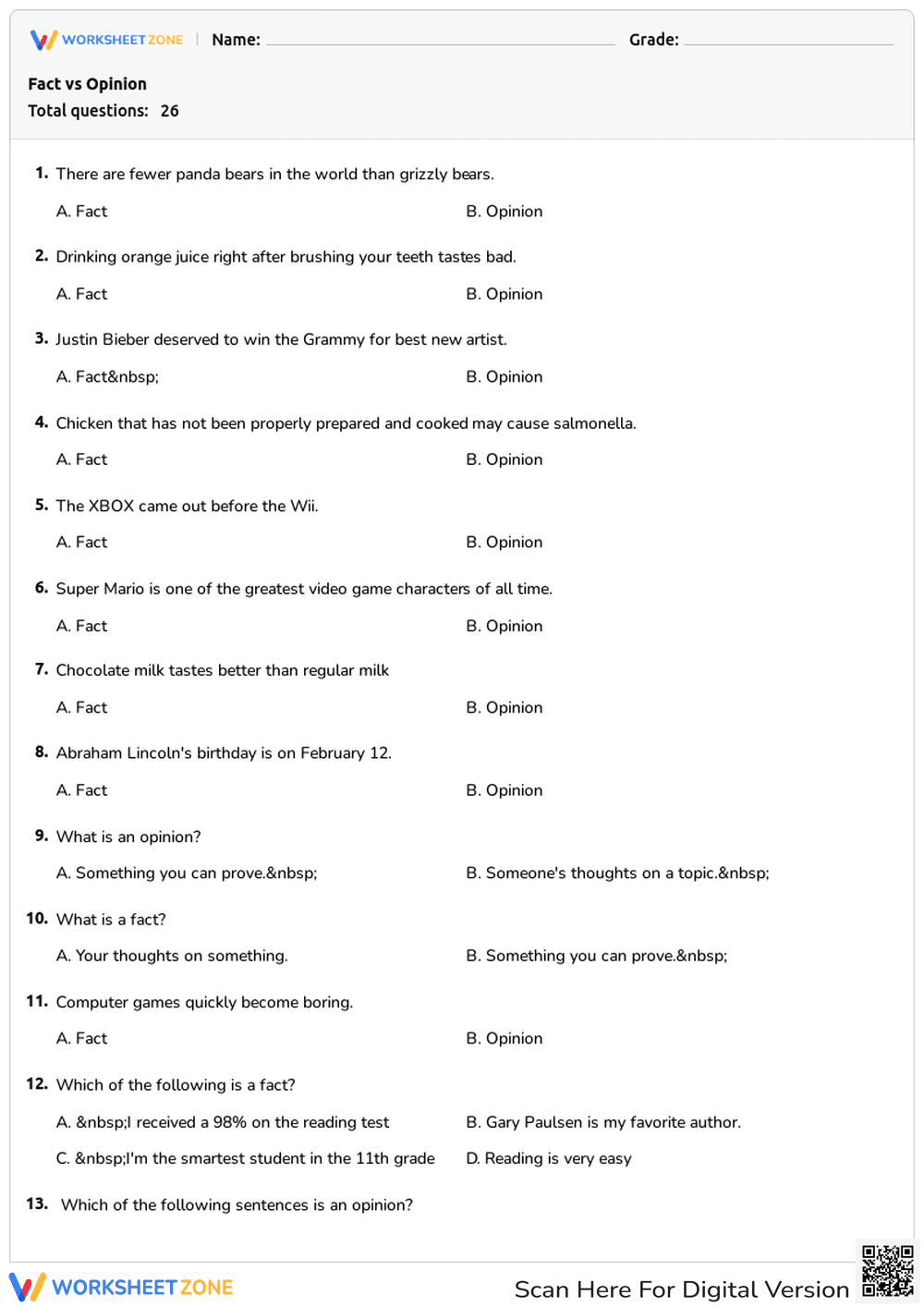 Fact vs Opinion - Page 1