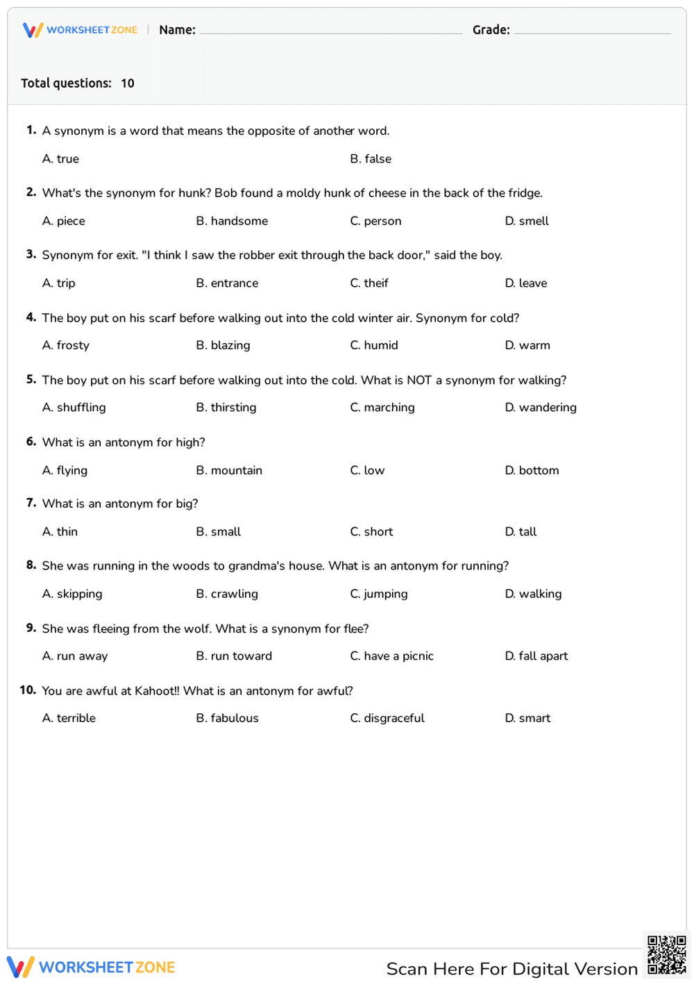 Synonyms and Antonyms - Page 1