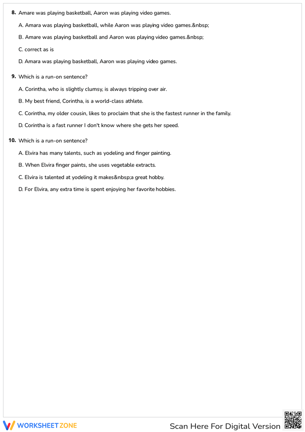 Run-On Sentences & Comma Usage - Page 2